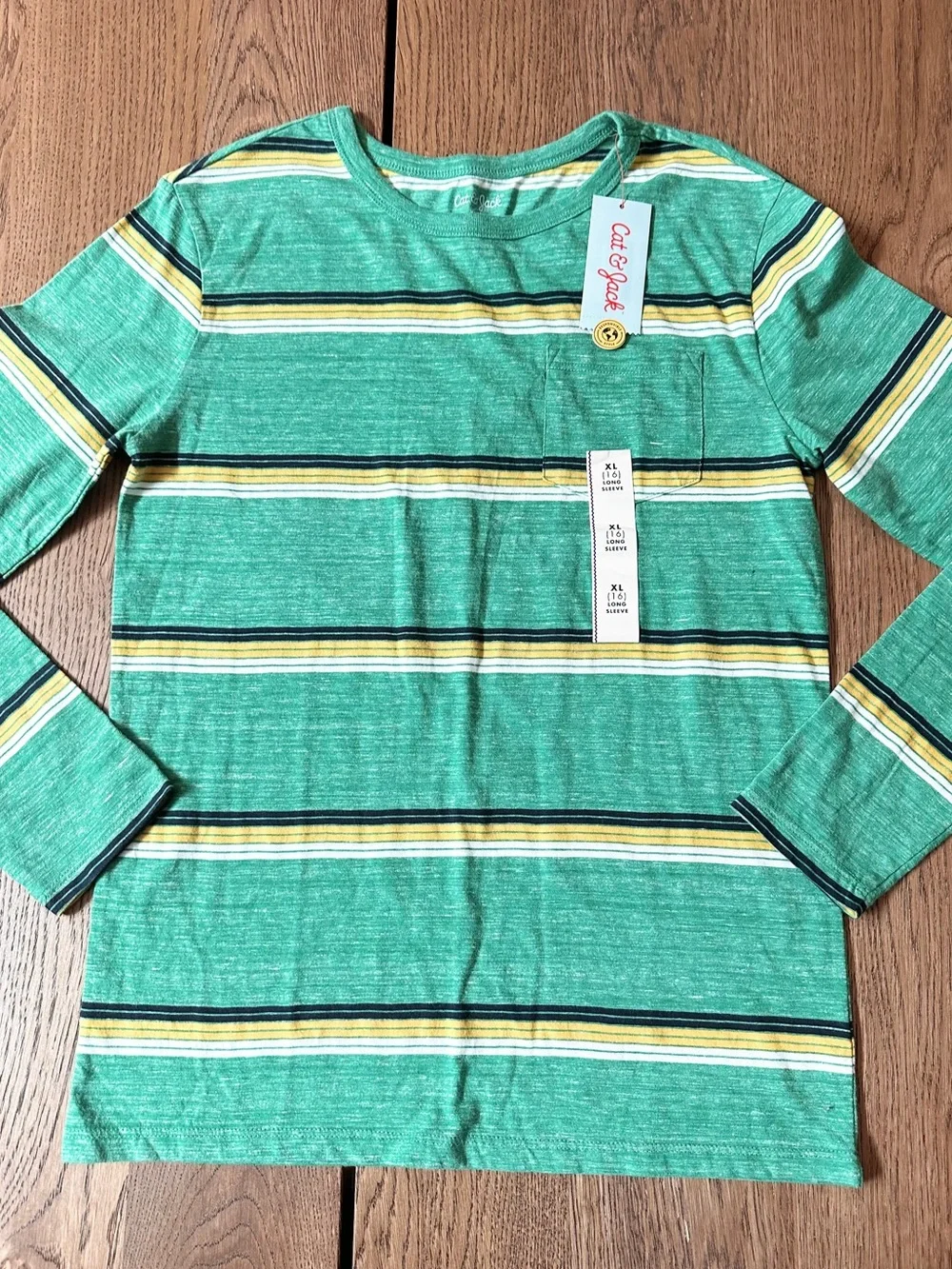 🔥3 FOR $25🔥 Cat & Jack BUNDLE OF 3 Striped Tees Long Sleeve Size X-LARGE (16)